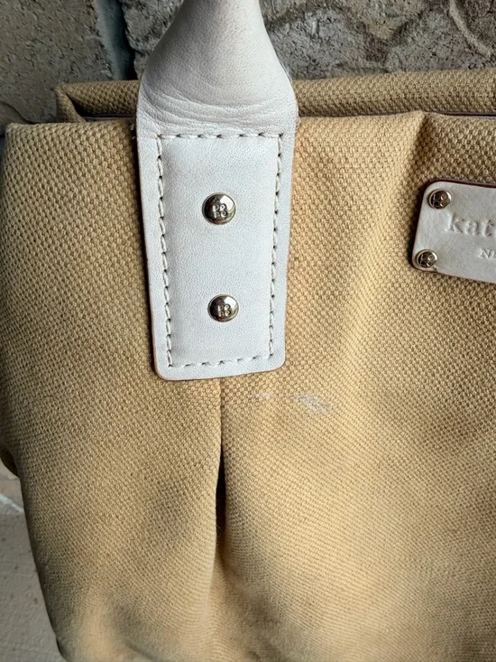 KATE SPADE NY Dark Beige Canvas/Hemp White Trimmed Large Hobo Shoulder Bag - Picture 5 of 16